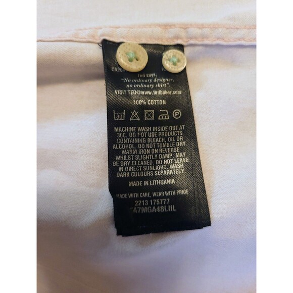 Ted Baker Shirt Mens 3XL 7 Pink 100% Cotton Flip Cuff Casual - Picture 4 of 8